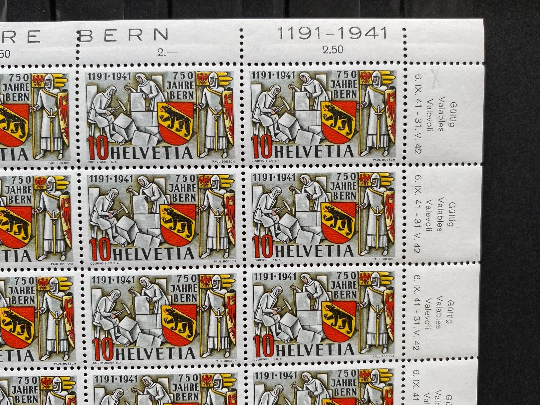 Tutti i francobolli: 253, Bogen, Rückseite **, Druckverschiebung, Spinne, etc – Usato da Aarau venduto da hilde47 3