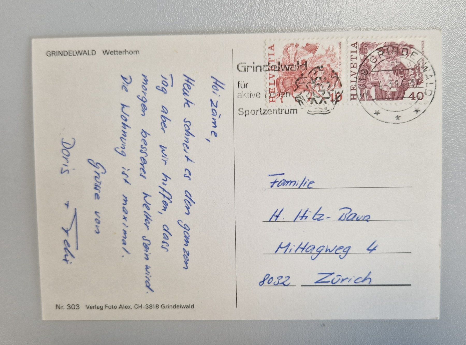 Ansichtskarten: Grindelwald Wetterhorn 1984 – Gebraucht aus Melchnau von Arthurius 1