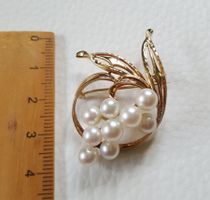 Gold 585 Brosche Mit Perlen