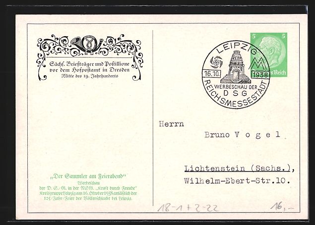 Ganzsachen: Dresden, Sächs. Briefträger und Postil – Gebraucht aus Berlin von bartko-reher 1