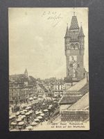 Basel - Rathausturm mit Blick auf den Marktplatz - 1909