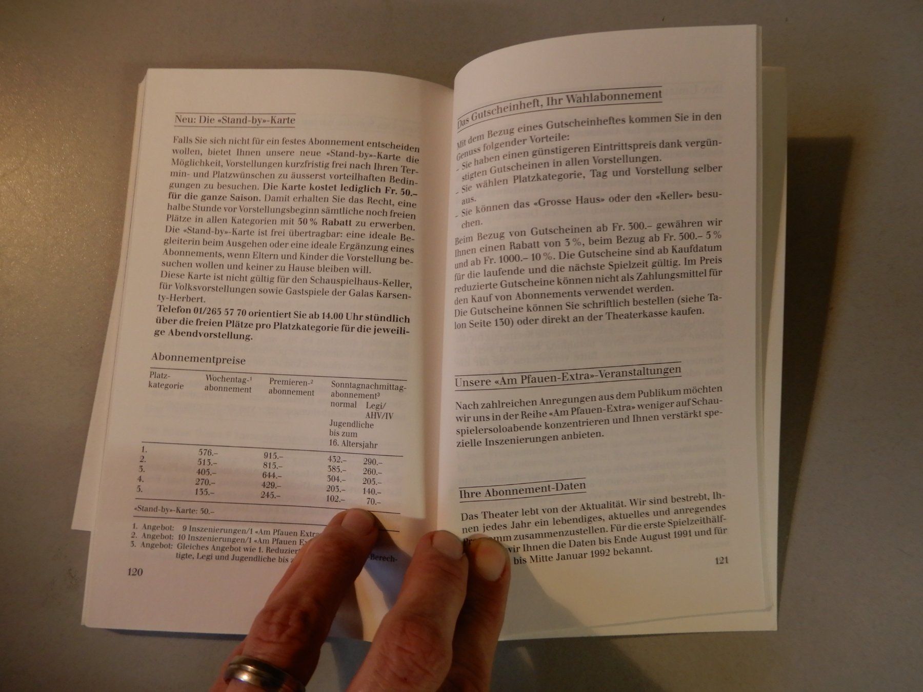 Documenti: Schauspielhaus Zürich Programm 1991/92 Abo – Usato da Erstfeld venduto da Mario_boe0 8