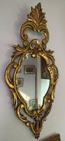 Paire de miroirs muraux anciens style Louis XV doré 78x38 cm