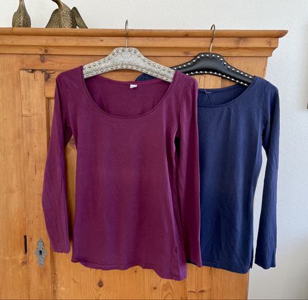 2 Langarmshirts |  lila und blau | Gr S | Baumwolle