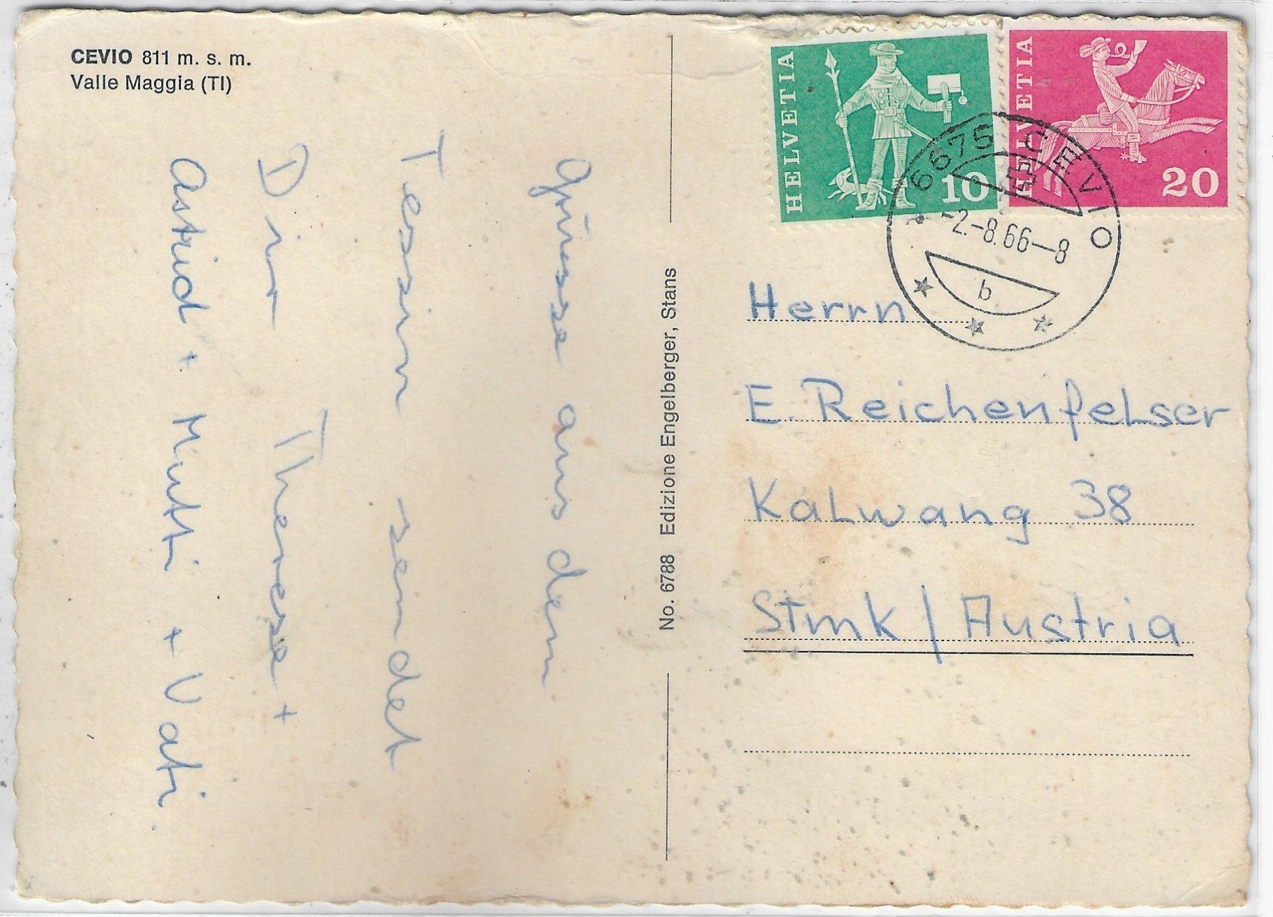 Cartoline postali: Saluti da Cevio – Usato da Ettingen venduto da Kartenplanet 1