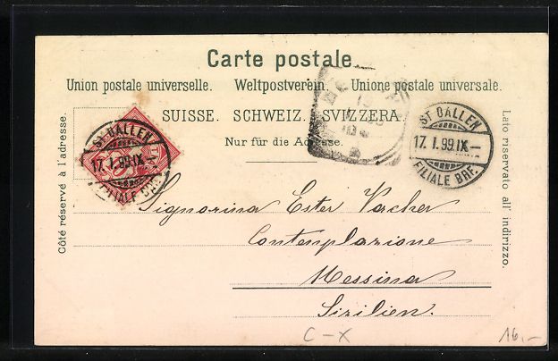 Cartoline postali: Litho St. Gallen, Unionbank, Hechtplatz, – Usato da Berlin venduto da bartko-reher 1