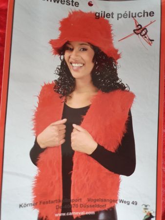 NEU Rotes Karneval Kostüm, Weste mit Hut