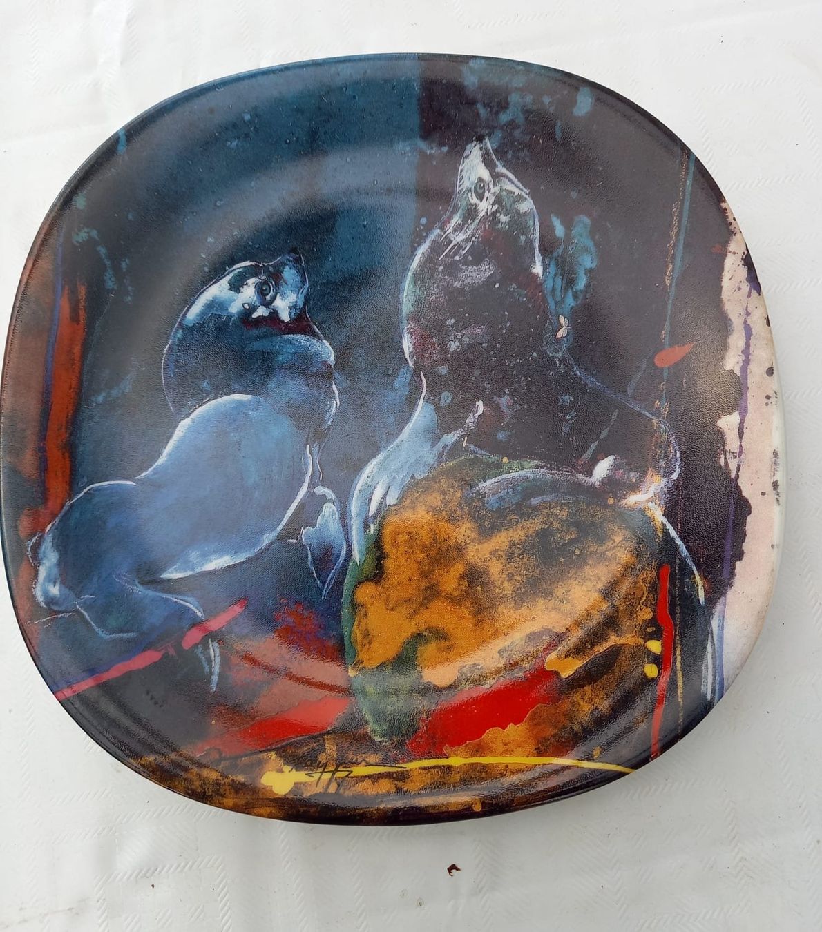 Piatti: Wandteller Rolf Knie, " 2 Seelöwen" 1464 A,  Langenthal 1995 – Nuovo (secondo la descrizione) da Männedorf venduto da hch_8fd9