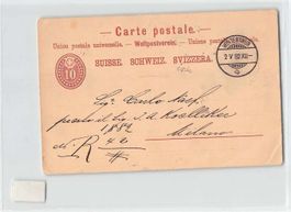 Ganzsache WINTERTHUR 1882 nach MILANO