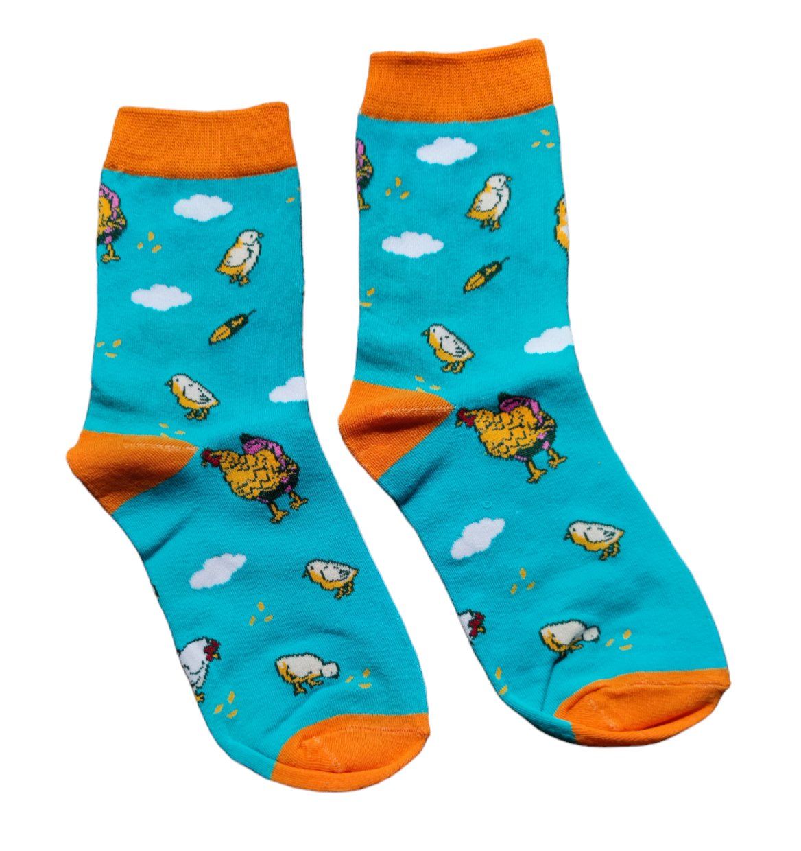 Calze: Socken Hühner / Chicken / Kücken / Wolken / Clouds – Nuovo e nell'imballaggio originale da Zürich venduto da amysmith