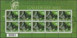 2012, Nr.1423 (Gallus) Zierbogen mit Ersttags-Stempel.