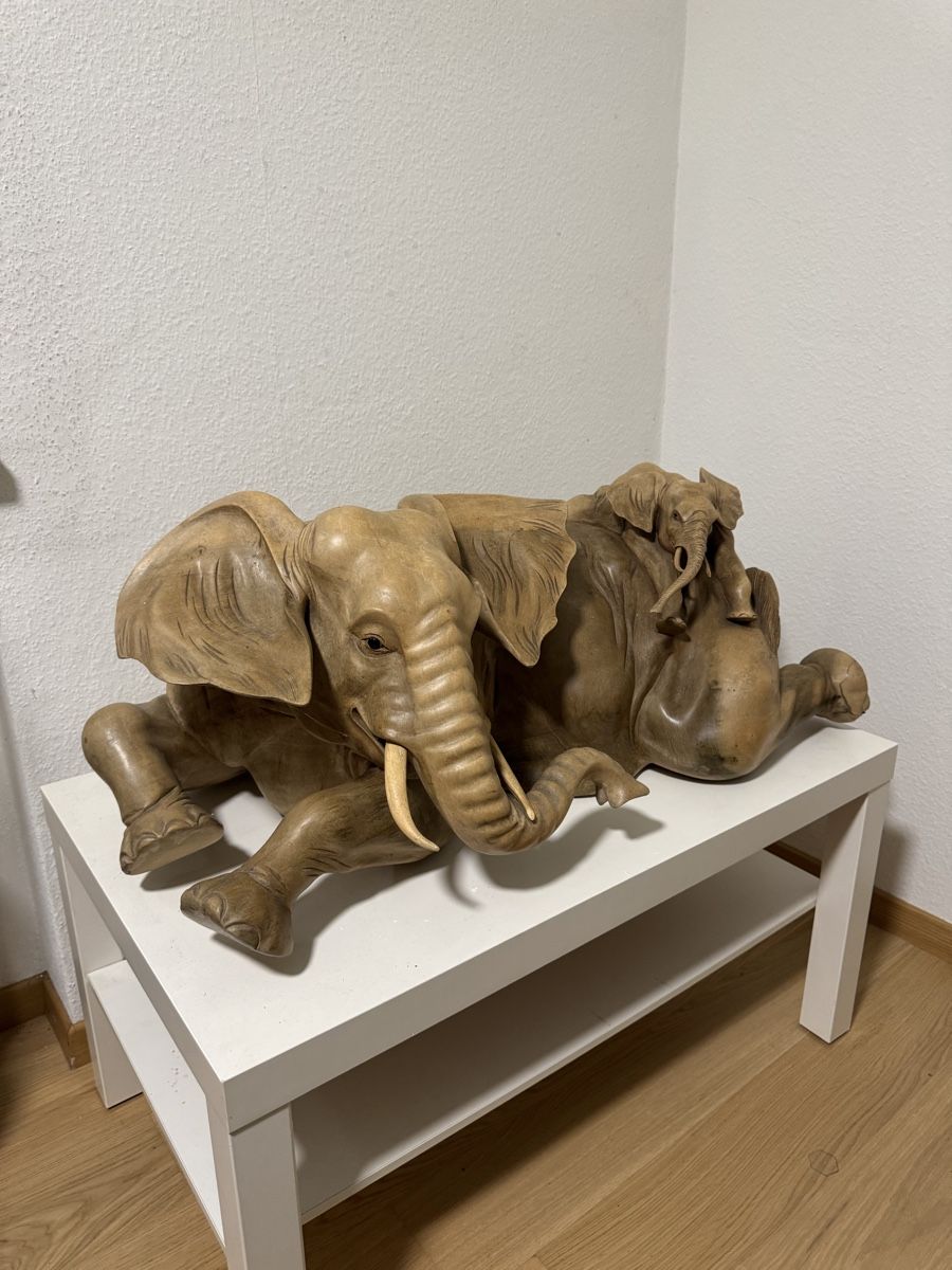 Sculture & Statue: Handgeschnitzter Holzelefant mit Baby – Nuovo (secondo la descrizione) da Elsau venduto da dle_6tg2