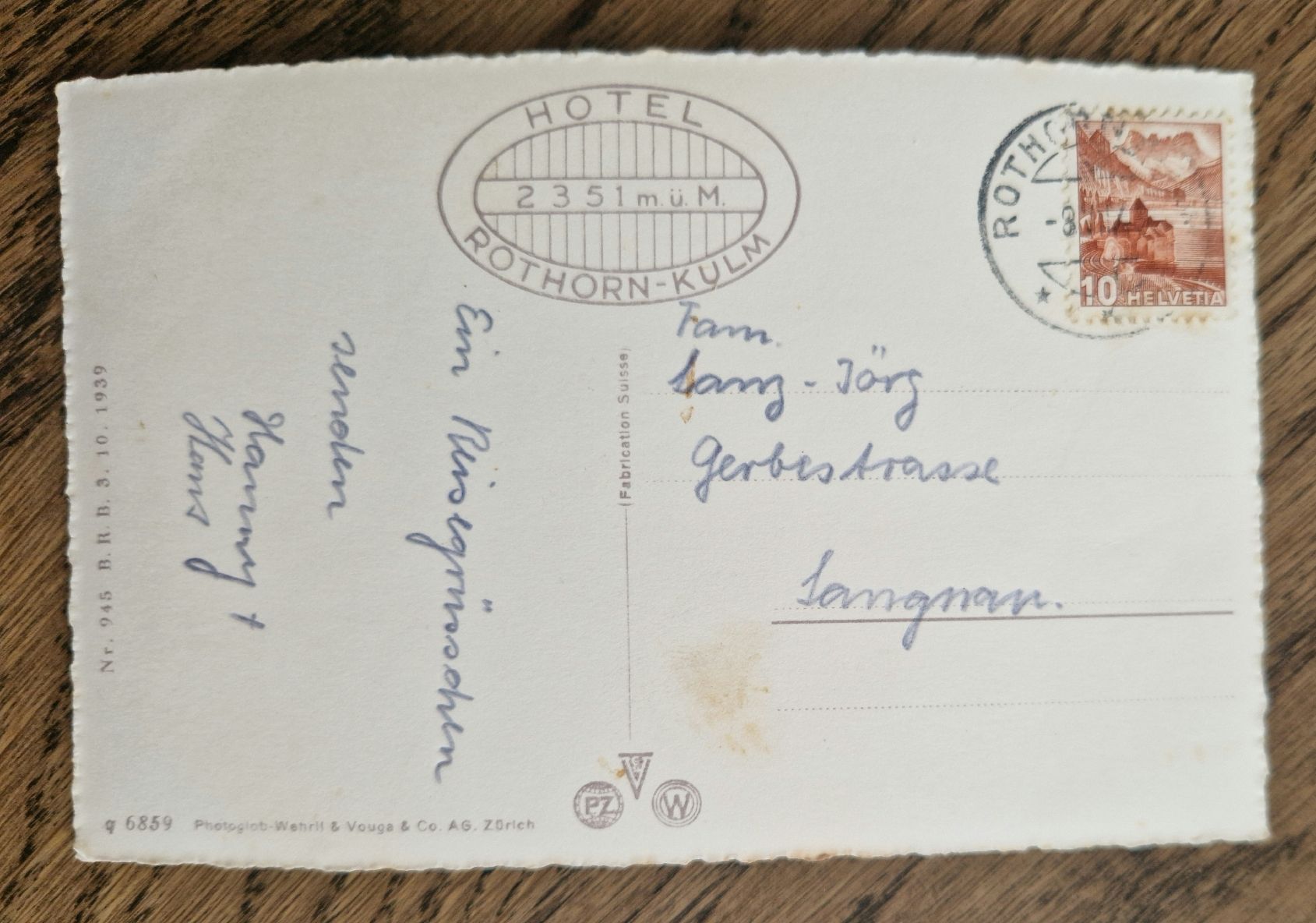 Cartoline postali: Rothornbahn, Brienz 40iger Jahre – Usato da Ebikon venduto da Donar50 1