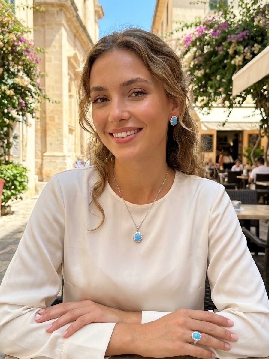 Altri gioielli: Ensemble bijoux larimar et zircons – Nuovo e nell'imballaggio originale da St-Maurice venduto da Sandrinette123 3
