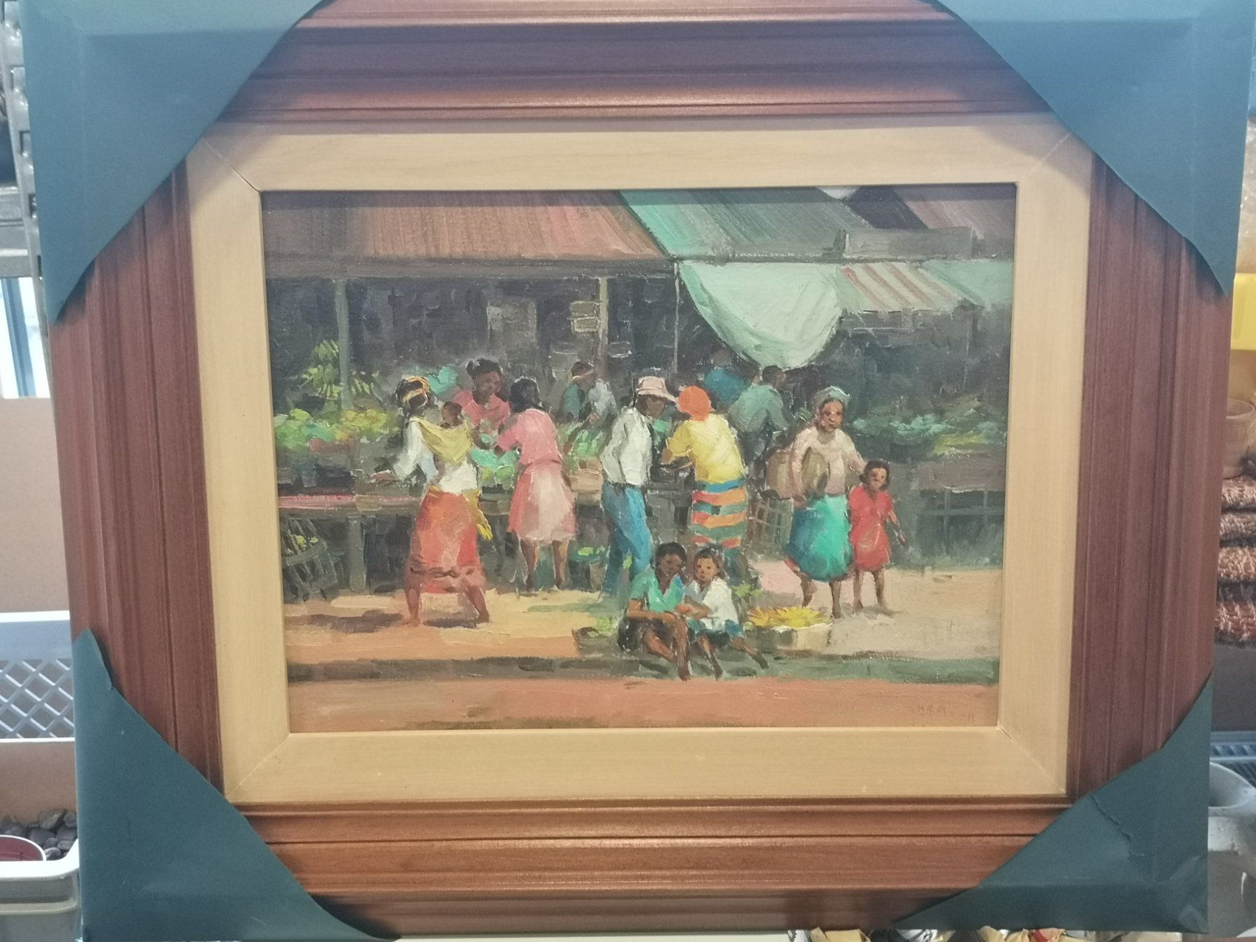 Dipinti: Oel Gemälde Bild Marktplatz 62cm x 52cm Philippinen Cebu – Usato da Kloten venduto da Asiatica