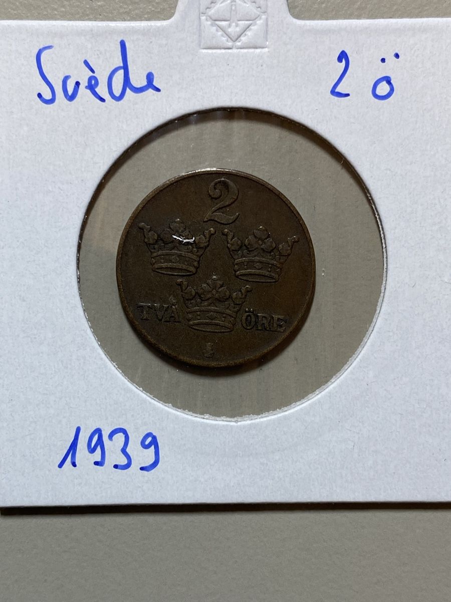 Alle Münzen: Suède - 2 Öre - 1939 – Gebraucht aus Payerne von Mike1682