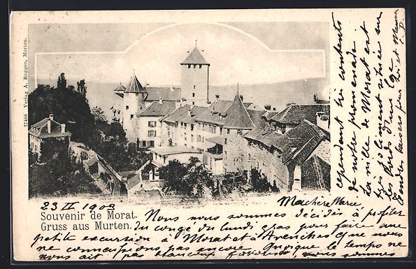 Ansichtskarten: Murten, Teilansicht mit Schloss aus der  – Gebraucht aus Berlin von bartko-reher