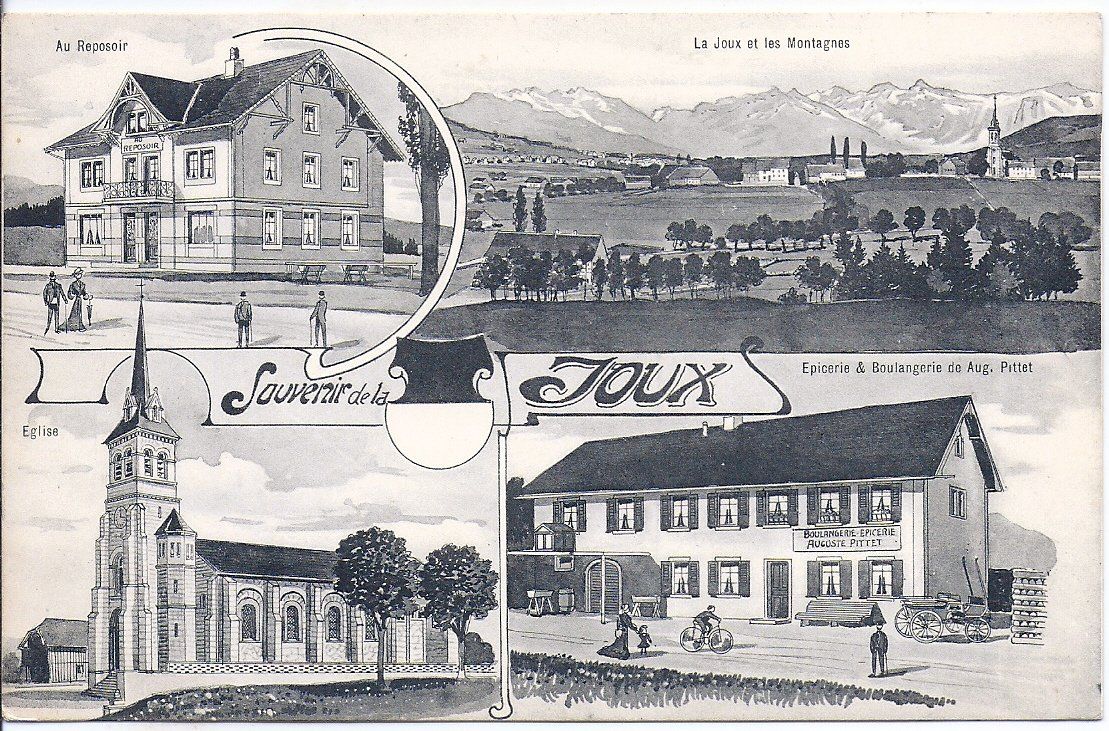 Cartoline postali: LA JOUX, litho avec 4 vues – Usato da Les Verrières venduto da Scampi0