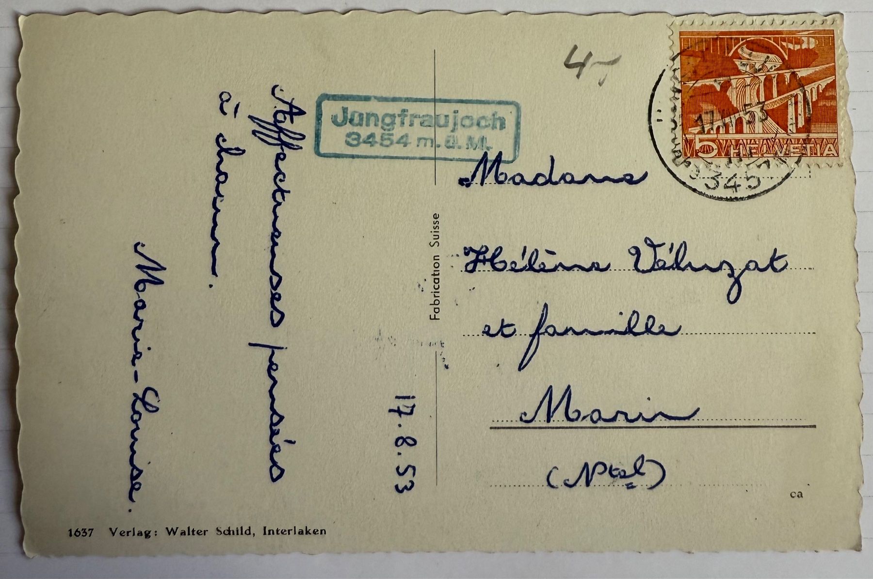 Cartes postales: Jungfraujoch - Sphinxgipfel 1953 – D'occasion à Lutry par Ediego 1