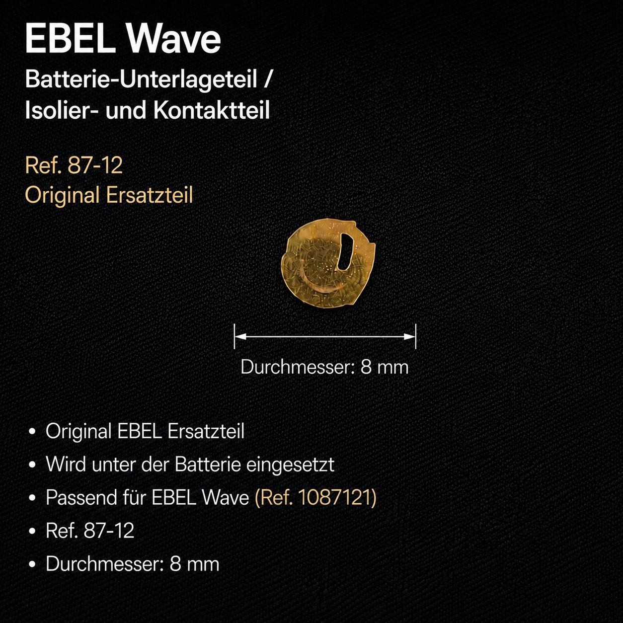 Ebel Uhren: EBEL Wave Original Batterie-Unterlageteil – Neu und originalverpackt aus Metzerlen von Warebale