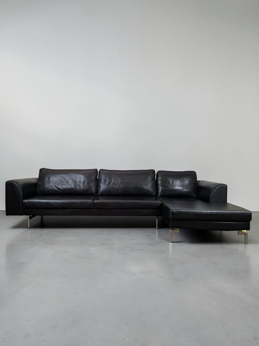 Sofas: Ecksofa aus echtem Nubukleder, schwarz – Gebraucht aus Bachenbülach von Sofalab.swiss 5