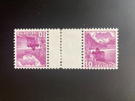 Schweiz 1936 Zusammenhängende Zwischensteg 10 viollet glatt