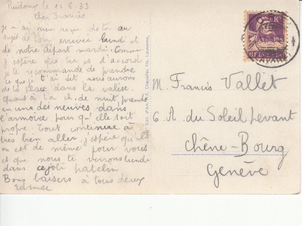 Cartoline postali: Lac de Bret 1933 – Usato da Bürglen TG venduto da StampGraf 1