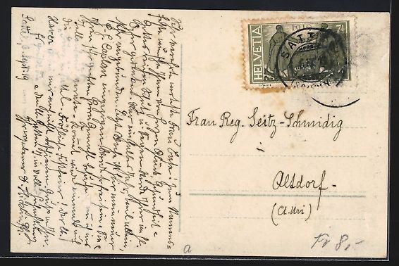 Cartoline postali: AK Schwyz, Teilansicht mit Kirche, 1919 – Usato da Berlin venduto da bartko-reher 1