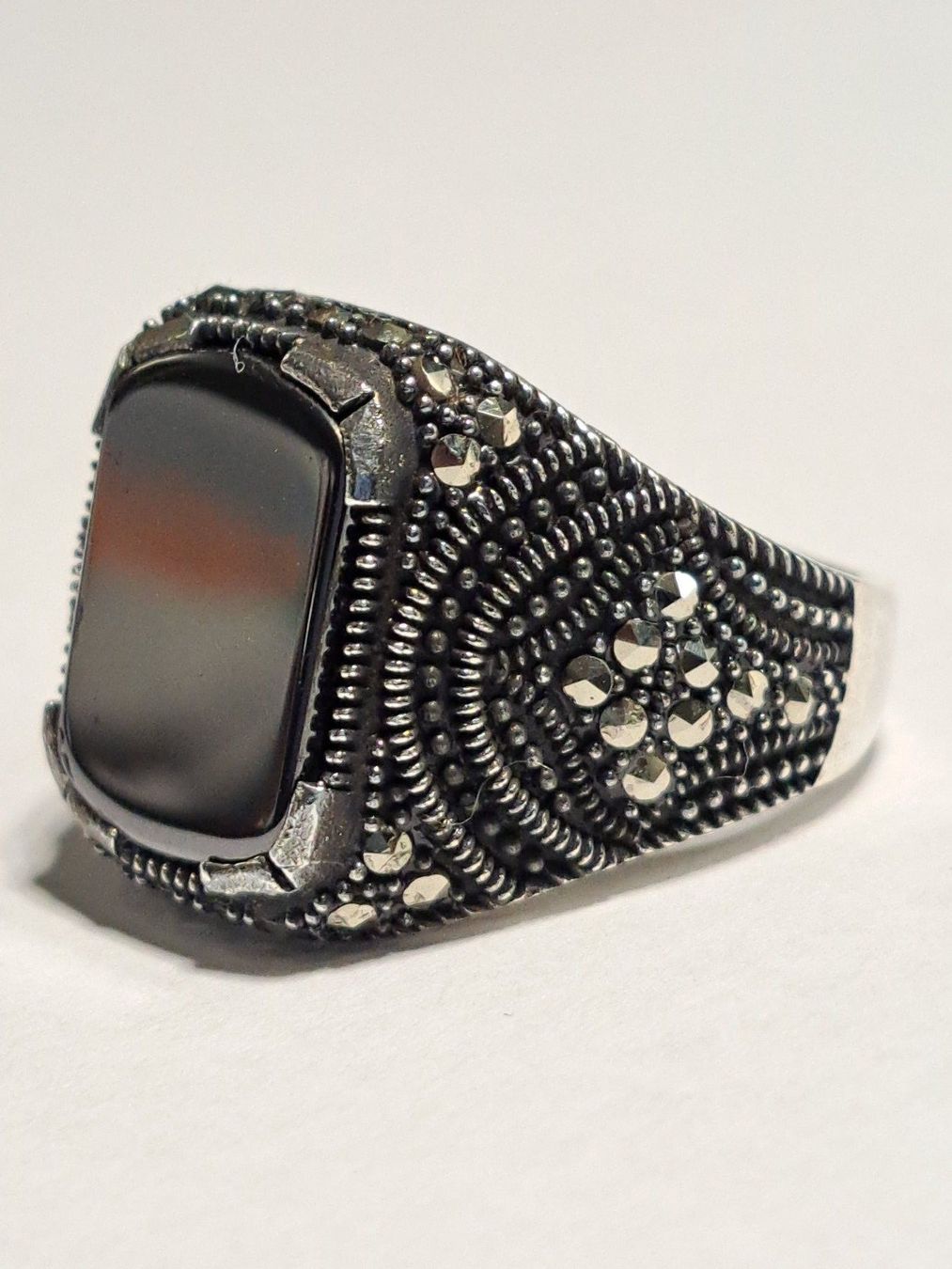 Ringe: 0033 - Bague en argent, Onyx, taille 59 – Neu und originalverpackt aus Neuchâtel von NIDAVELIR 2