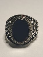 0004 - Bague en argent, Onyx, taille 58