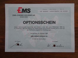 Optionsschein EMS Chemie Holding
