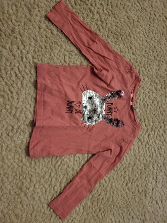 Langarmshirt rosa mit Pailletten Hase 104
