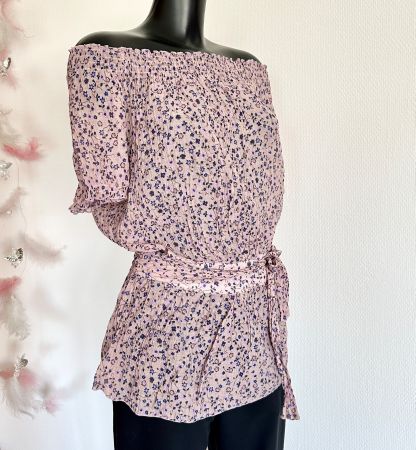 TOP 💜 Gr L/XL Sommer Krinkle Bluse zum Binden