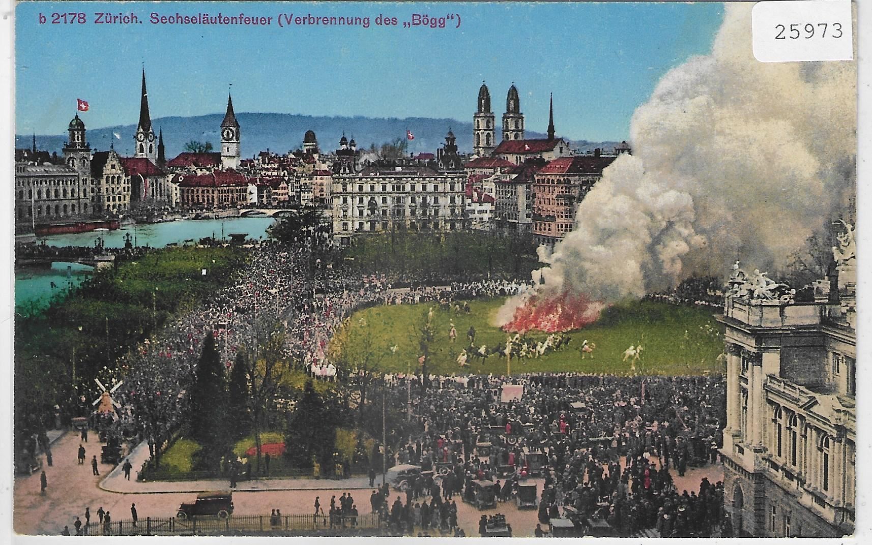 Cartoline postali: Zürich - Sechseläuten-Feuer - Litho – Antico da Ettingen venduto da Kartenplanet