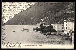 AK San Mamette /Lago di Lugano, Ausfahrender Raddampfer