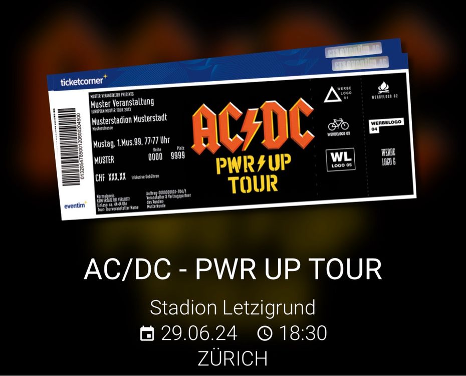 ACDC Tickets 29.06.2024 Letzigrund Zürich Kaufen auf Ricardo