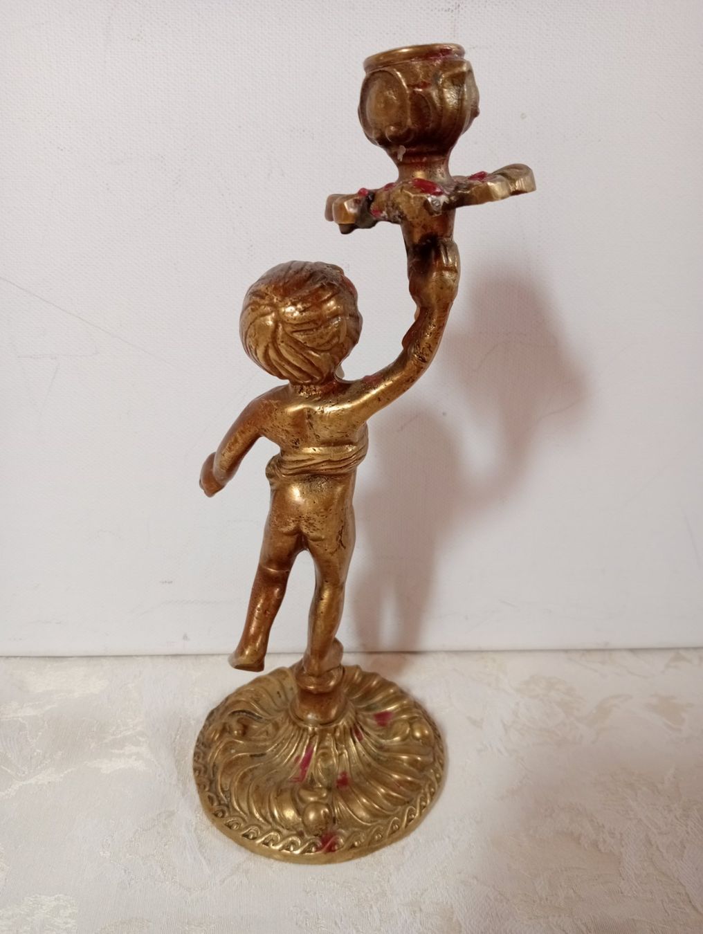 Portacandele: Antiker Kerzenständer Putte Figur Messing 837 Gramm – Usato da Oberdorf BL venduto da Barocki888 3