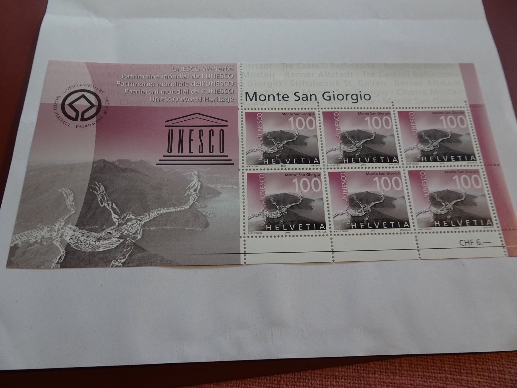 Tutti i francobolli: 2004, KLEINBOGEN UNESCO MONTE SAN GIORGIO, POSTFRISCH – Nuovo (secondo la descrizione) da Eschenbach SG venduto da eDaisy