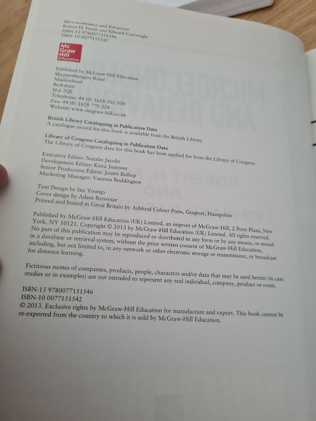 Libri: Microeconomics and Behaviour Buch von Frank und Cartwright – Usato da Horw venduto da Mirii91 3