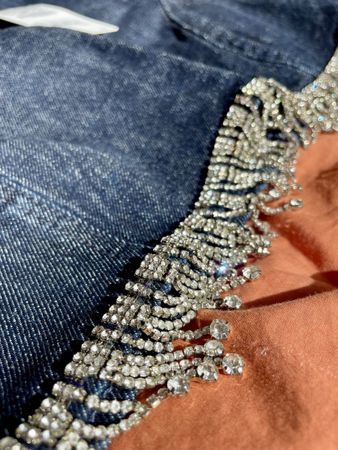 Zara Jeans Top mit Strass, neu mit Etikett, Gr. M, NP 49.90