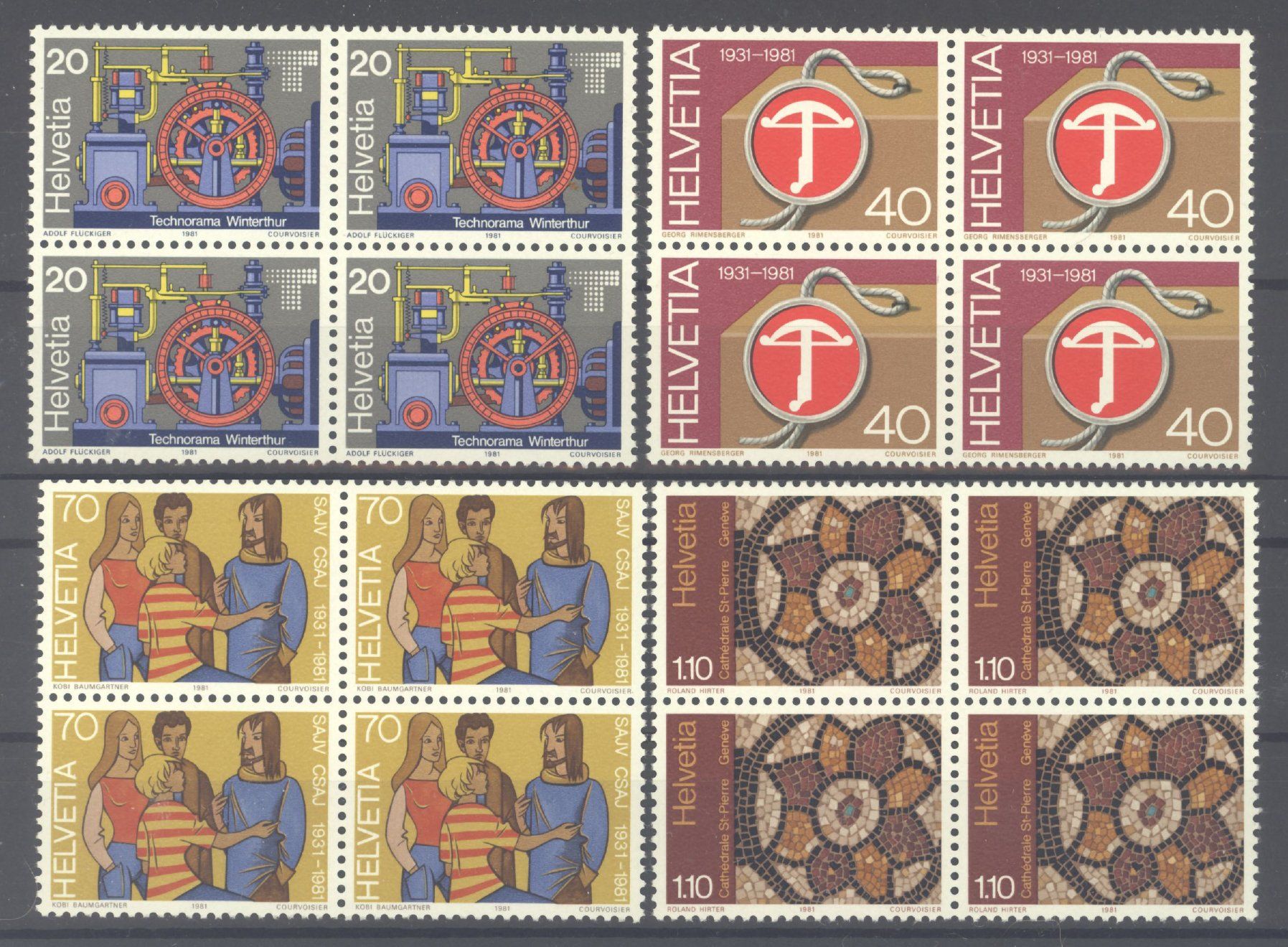 Tutti i francobolli: 1981, Sonderpostmarken, Viererblöcke ** – Usato da Willisau venduto da Vollstempel