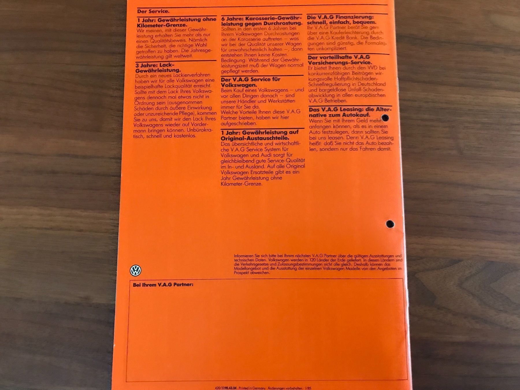 Documents: VW  Prospekt – D'occasion à Balterswil par Jeko1967 8
