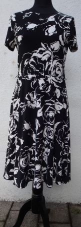 Kleid Ralph Lauren Gr. M schwarz weiss Blumen kurzarm
