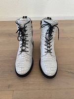 Damen Schnürboots ,Kroko-Optik, Echtleder 