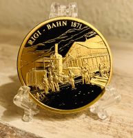 🇨🇭 Historia Helvetica vergoldete Medaille * Die Rigi-Bahn*