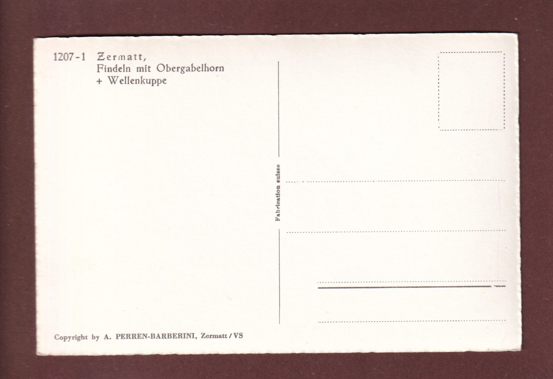 Cartoline postali: Zermatt - FINDELEN - Obergabelhorn – Usato da Pully venduto da nicecards 1