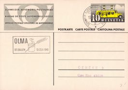 1949 Postkarte St.Gallen OLMA (Postauto)