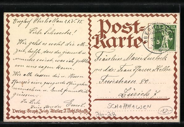 Cartes postales: Schaffhausen, Häuser am Castell Munot – D'occasion à Berlin par bartko-reher 1