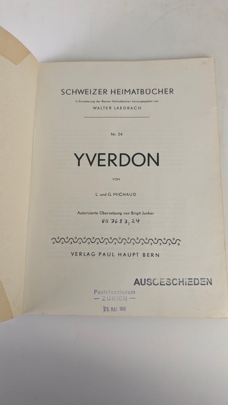Libri: Schweizer Heimatbücher: Yverdon 1948 – Usato da Zürich venduto da axolottchen 2