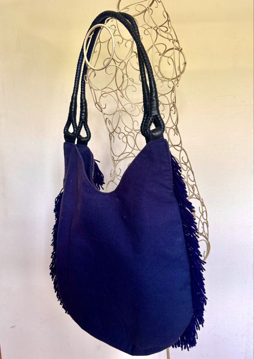 Borse da donna: Handtasche Antik Batik dunkelblau Fransen und Perlen – Nuovo (secondo la descrizione) da Kilchberg ZH venduto da Suisse500 3